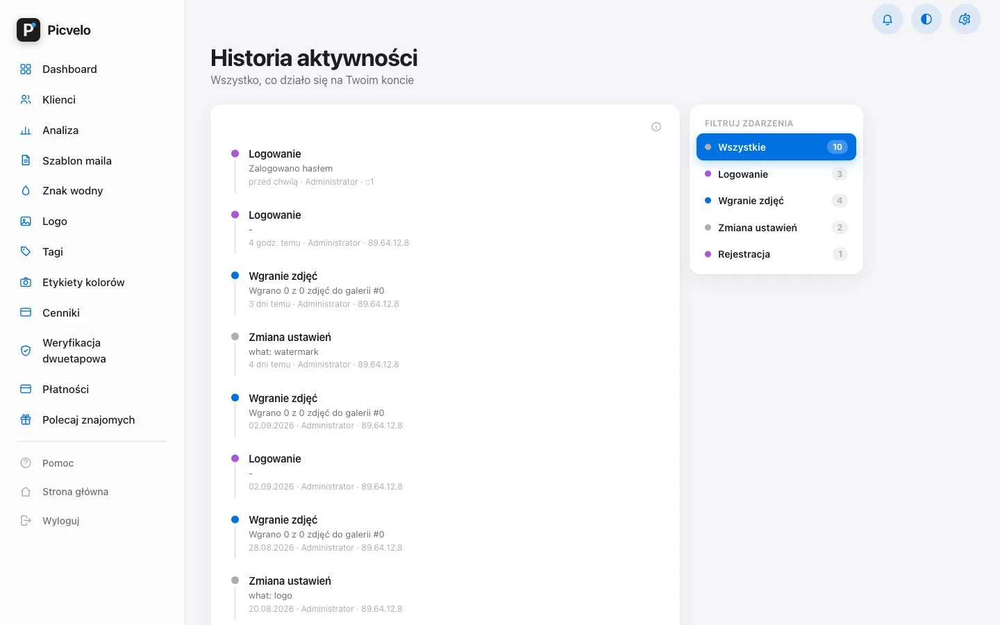 Bezpieczeństwo zdjęć w galerii dla klienta