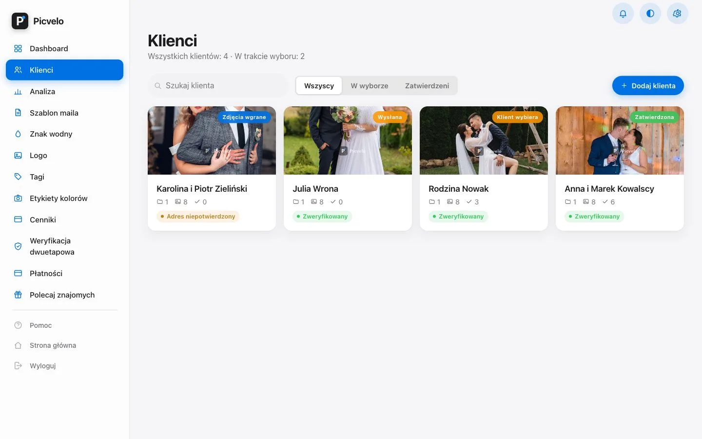 Strefa klienta dla fotografa