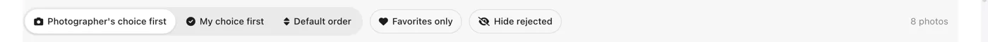 The Favorites only and Hide rejected filters above the photo grid