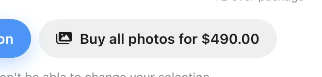 The Buy all photos for $490.00 button in the client gallery
